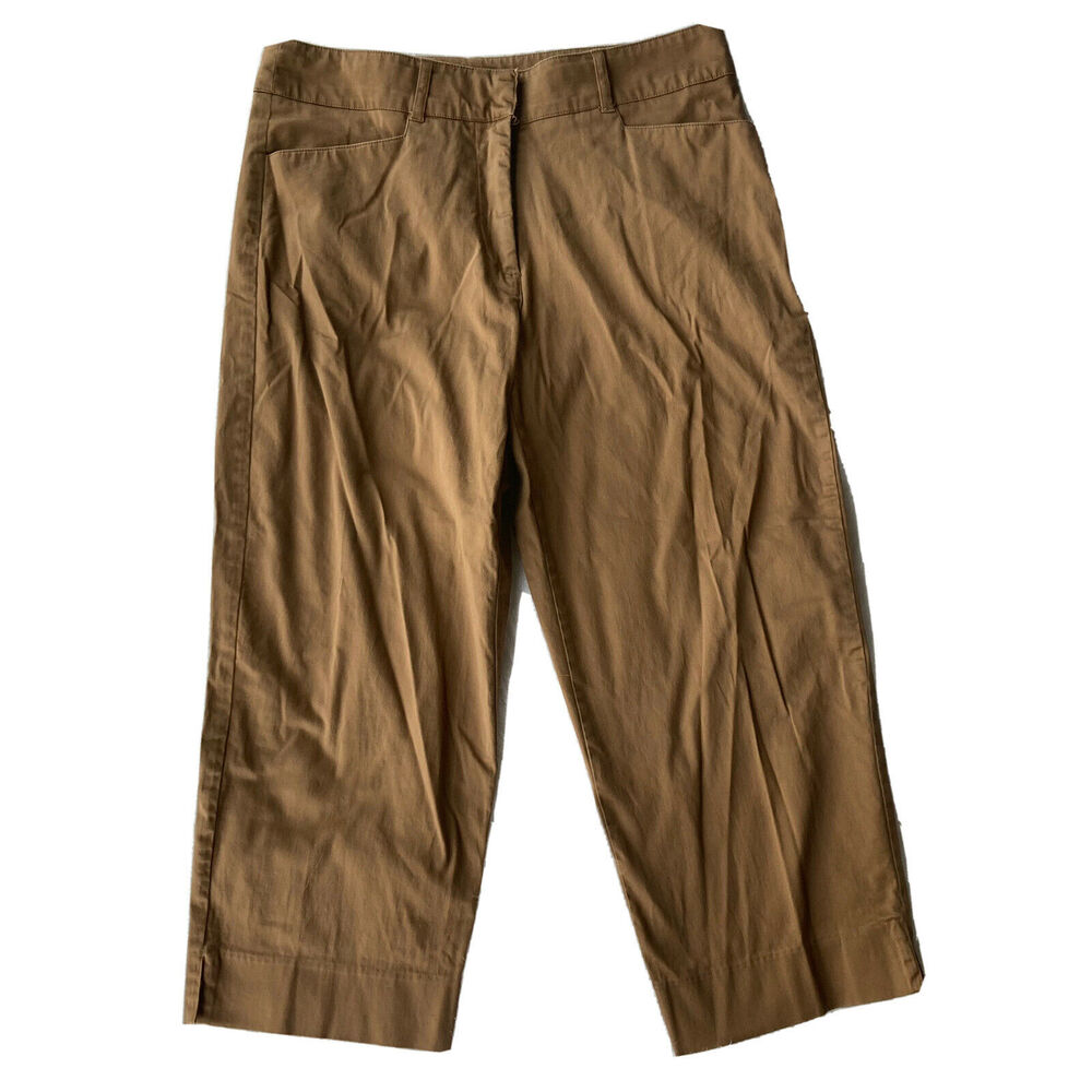 IZOD C Flex Pants Sz 10 Straight Leg Cropped Capri Tan Brown Career Work Womens
